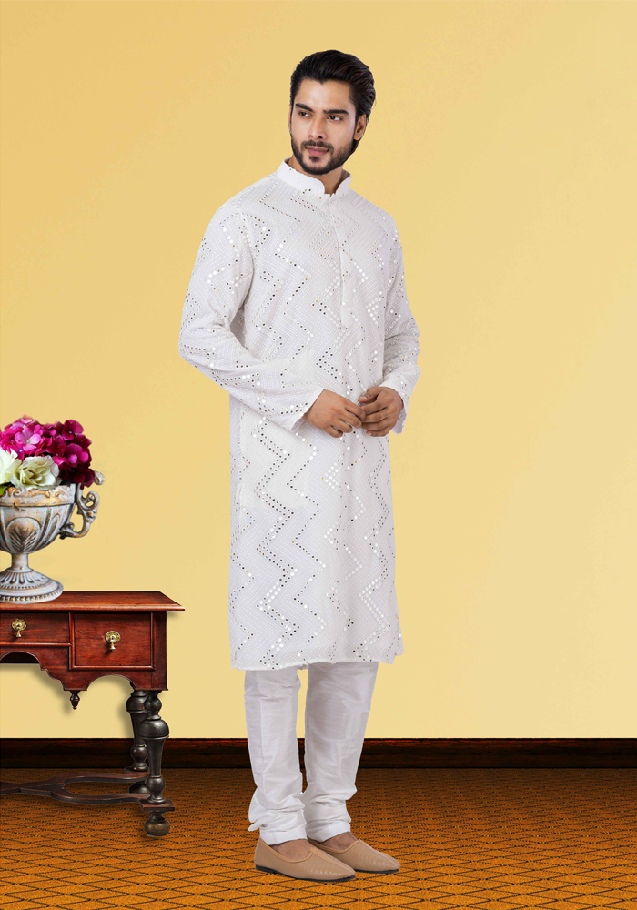 Designer Classic Ivory White Indo-Western Kurta Set – BL152962
