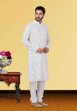 Designer Classic Ivory White Indo-Western Kurta Set – BL152962