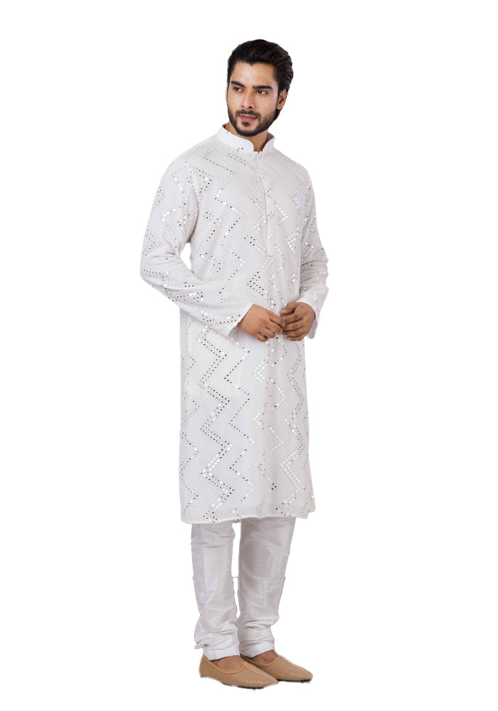 Designer Classic Ivory White Indo-Western Kurta Set – BL152962