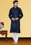 Designer Royal Navy Blue Patterned Kurta Set – BL152966