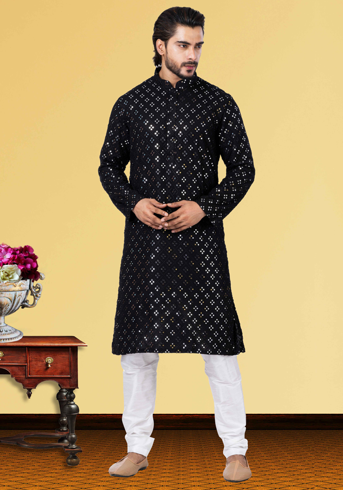 Designer Classic Midnight Black Patterned Kurta Set – BL152967