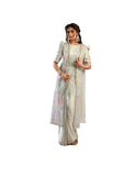 Ivory Elegance Two-Tone Satin One Minute Ready-to-Wear Sari with Beads, Sequins & Applique Work | SNTK-26605