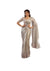 Champagne Stardust Armani Satin Silk One Minute Ready-to-Wear Sari with Rainbow Stone Work | SNTK-26611