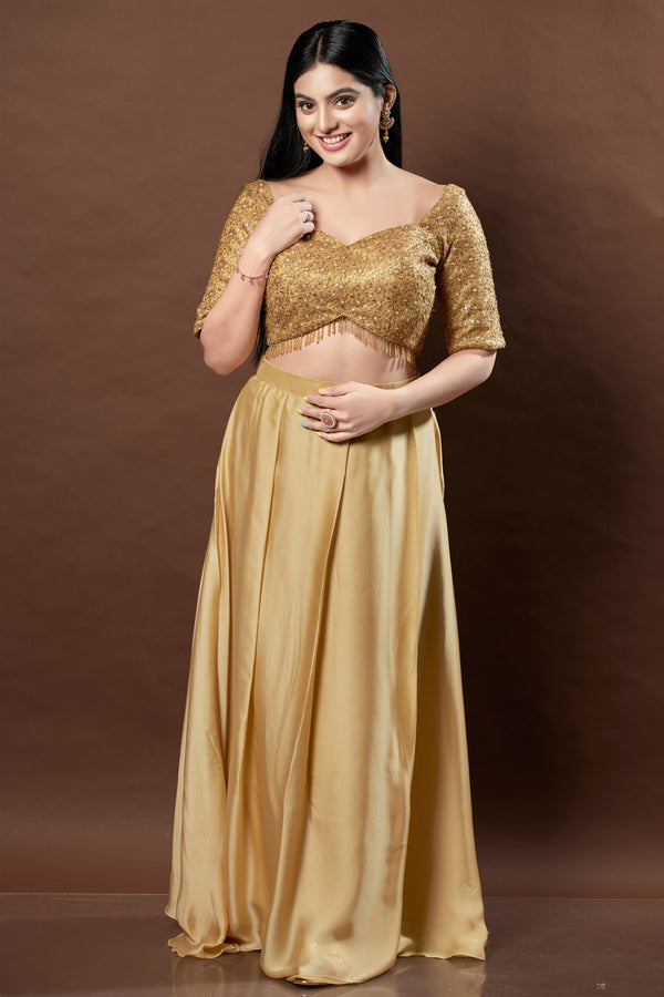 Gilded Opulence Sweetheart Neck Gold Saree Blouse