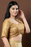 Gilded Opulence Sweetheart Neck Gold Saree Blouse