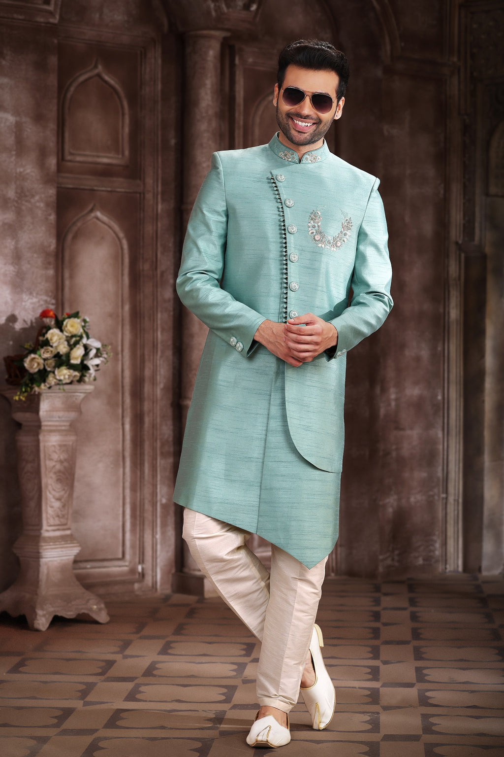 Designer Mint Green Regal Sherwani – BL2222