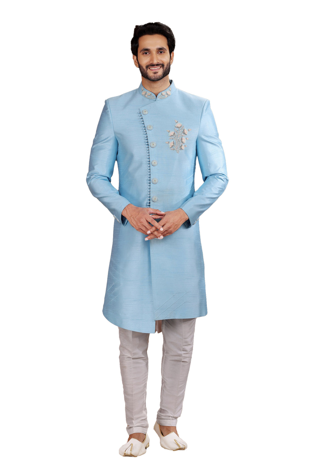 Designer Sky Blue Classic Sherwani – BL2223