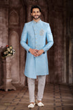 Designer Sky Blue Classic Sherwani – BL2223
