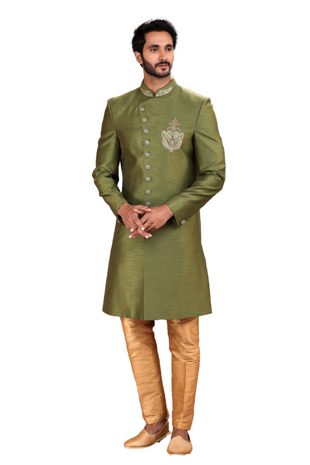Designer Olive Green Regal Sherwani – BL2228