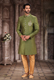 Designer Olive Green Regal Sherwani – BL2228