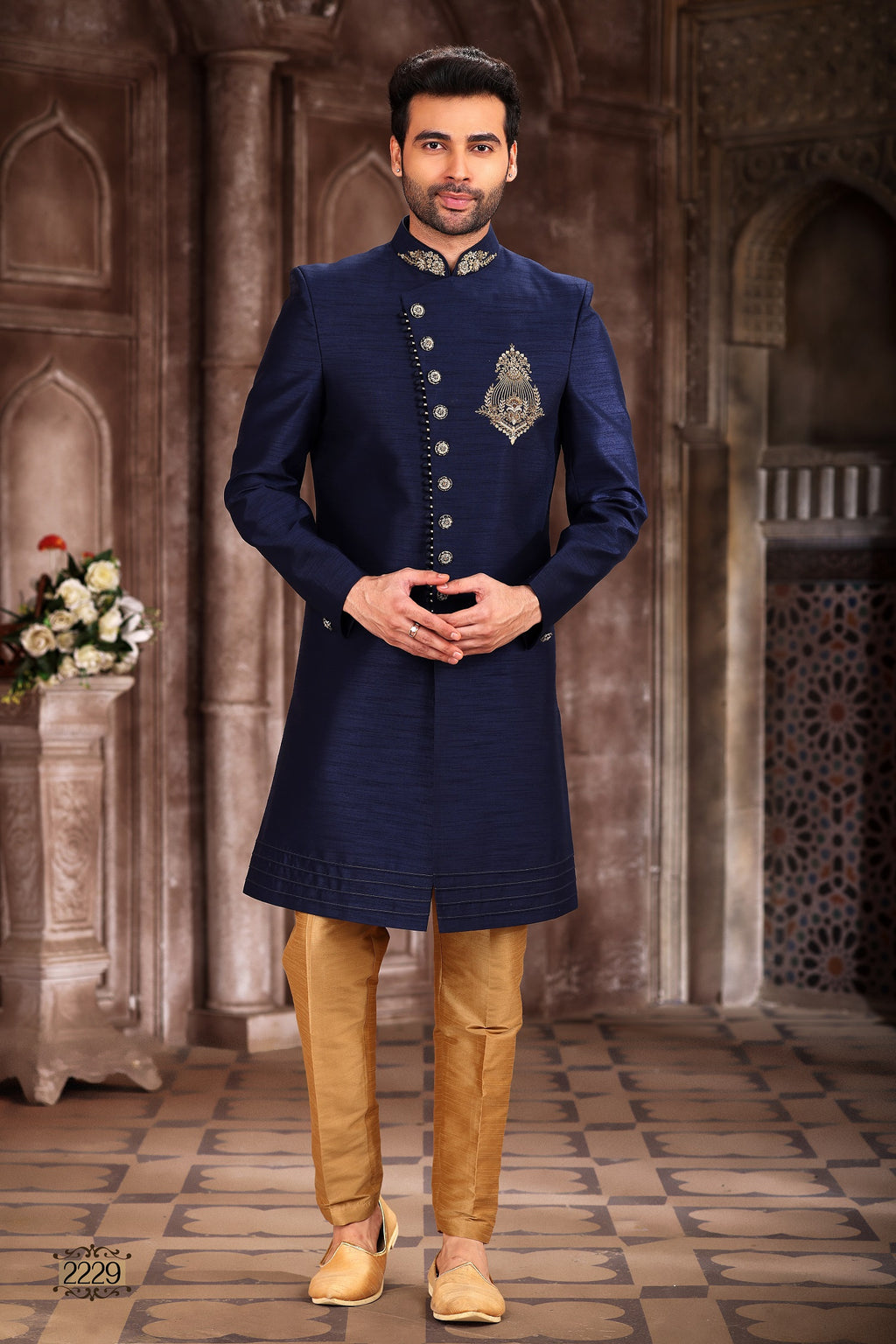 Designer Royal Navy Blue Sherwani – BL2229