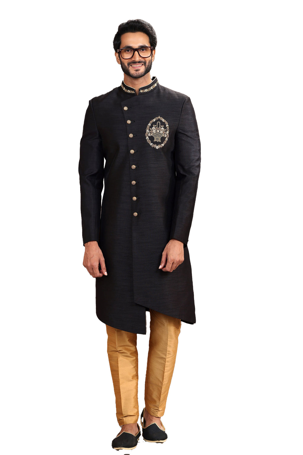 Designer Classic Black Embroidered Sherwani – BL2230