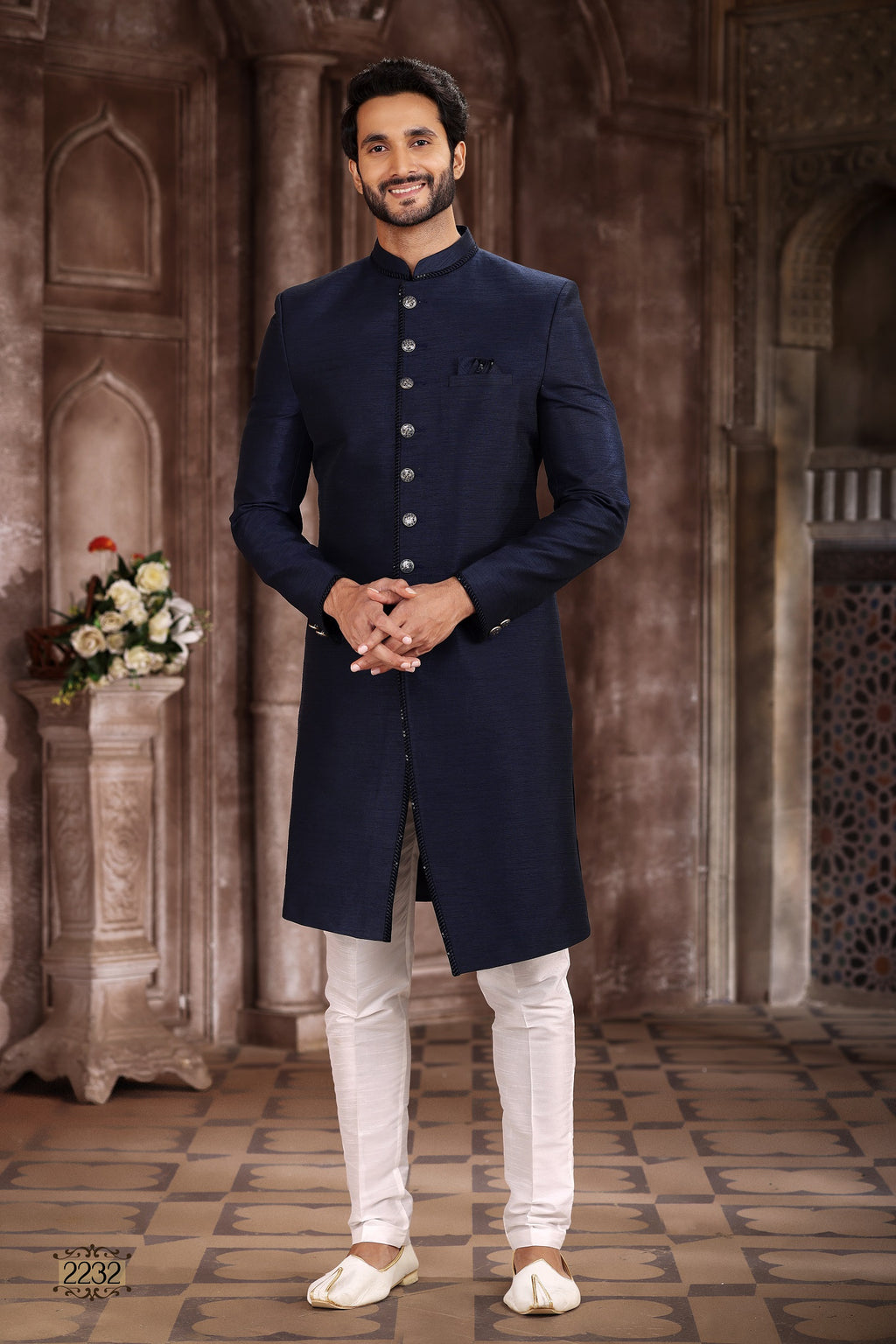 Designer Midnight Blue Classic Sherwani – BL2232