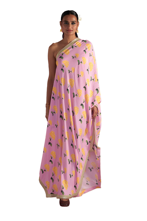 Masaba Blush Honeycomb One Shoulder Kaftan