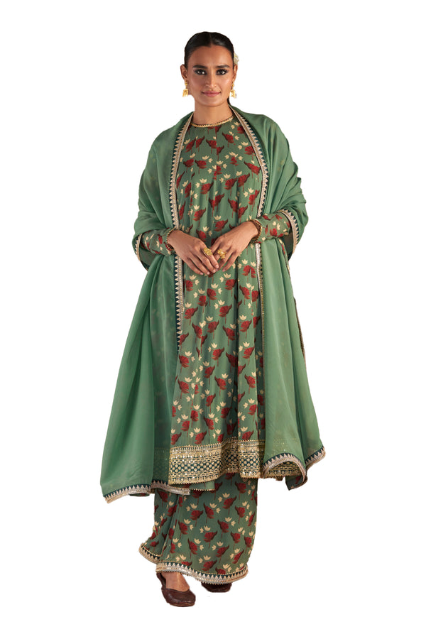 Masaba Moss Green Irisbud Culotte Set