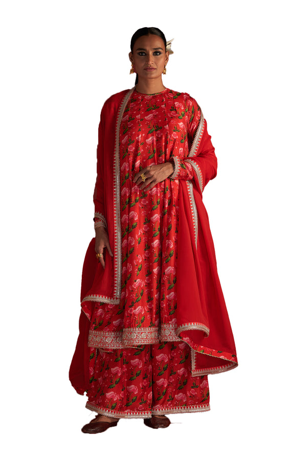 Masaba Red Rain Lily Culotte Set