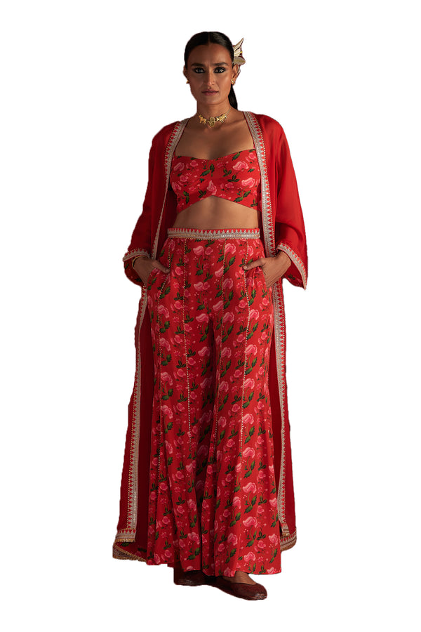 Masaba Red Rain Lily Cape Set