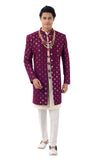 Amethyst Toned Designer Mirror Work 3 Piece Indo Western Sherwani Set-RK1218