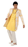 Imperial Yellow Designer 3-Piece Jacket Style Indo Western Sherwani Set-RK1224