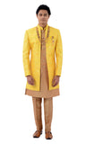 Mesmerizing Yellow And Gold Designer Indo Western Sherwani Set-RK1225