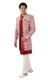 Royal Red Lucknowi Designer  Indo Western Sherwani Set With Tikki Work-RK1226