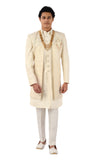 Aesthetic Cream And Gold Indo Western Sherwani Set-RK1228