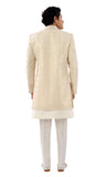 Aesthetic Cream And Gold Indo Western Sherwani Set-RK1228