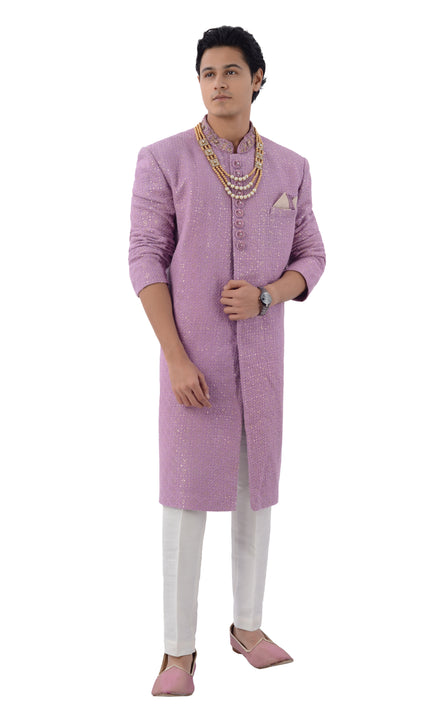 Graceful Lavender Designer Indo Western Sherwani Set-RK1232