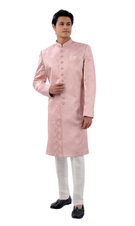 Designer Pastel Pink Indo Western Sherwani Set -RK1233