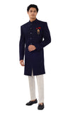 Enchanting Navy Blue Designer Lucknowi Indo Western Sherwani Set -RK1235