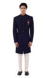 Enchanting Navy Blue Designer Lucknowi Indo Western Sherwani Set -RK1235