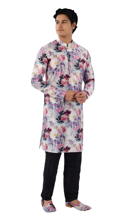 Designer Multicolor Floral Fusion Indo Western Kurta -RK4250