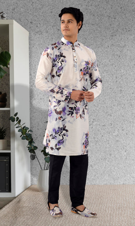 Designer Multicolor Blossom Burst Floral Indo Western Kurta-RK4251