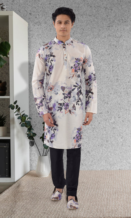 Designer Multicolor Blossom Burst Floral Indo Western Kurta-RK4251