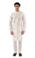 Designer White Floral print Indo western silk kurta pajama- RK4254