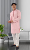 Designer Peachy pink Cotton Indo Western Kurta pajama for Men-RK4258