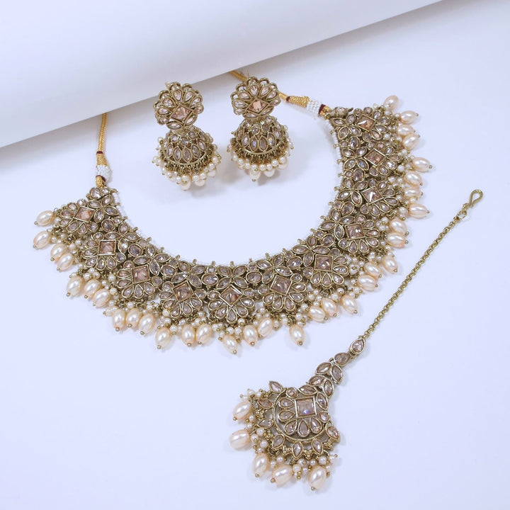Majestic Drops Gold Elegant Jewelry Set-SNTDC-26 – Saris and Things