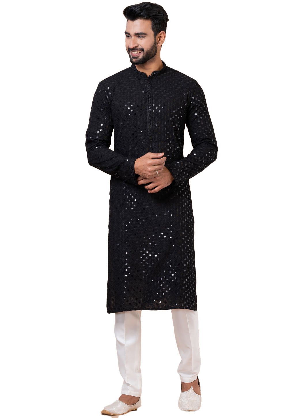 Designer Elegant Black Sequin Embroidered Kurta Set – SCKP4800