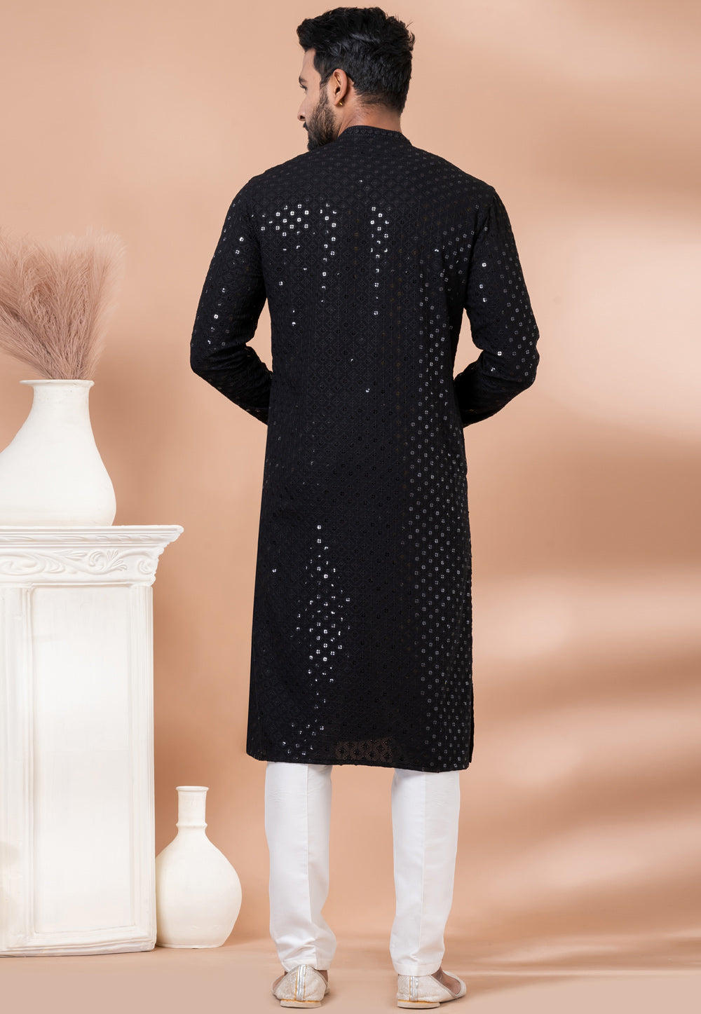 Designer Elegant Black Sequin Embroidered Kurta Set – SCKP4800