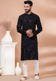 Designer Elegant Black Sequin Embroidered Kurta Set – SCKP4800