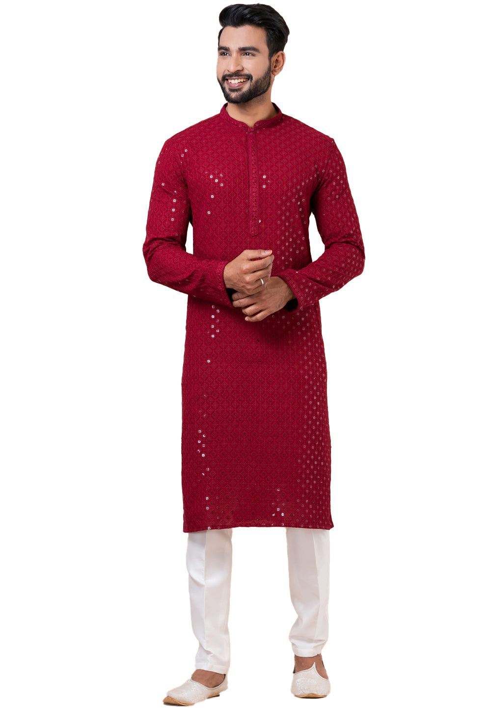 Designer Elegant Red Sequin Embroidered Kurta Set – SCKP4801