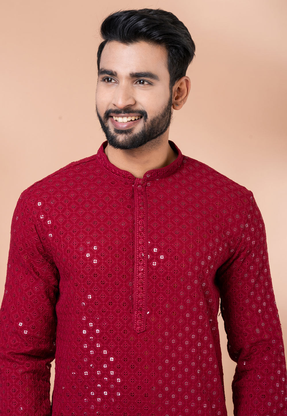 Designer Elegant Red Sequin Embroidered Kurta Set – SCKP4801