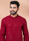 Designer Elegant Red Sequin Embroidered Kurta Set – SCKP4801