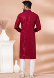 Designer Elegant Red Sequin Embroidered Kurta Set – SCKP4801