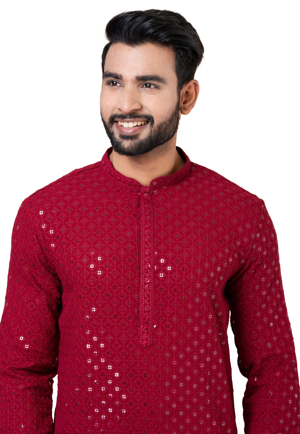 Designer Elegant Red Sequin Embroidered Kurta Set – SCKP4801