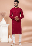 Designer Elegant Red Sequin Embroidered Kurta Set – SCKP4801