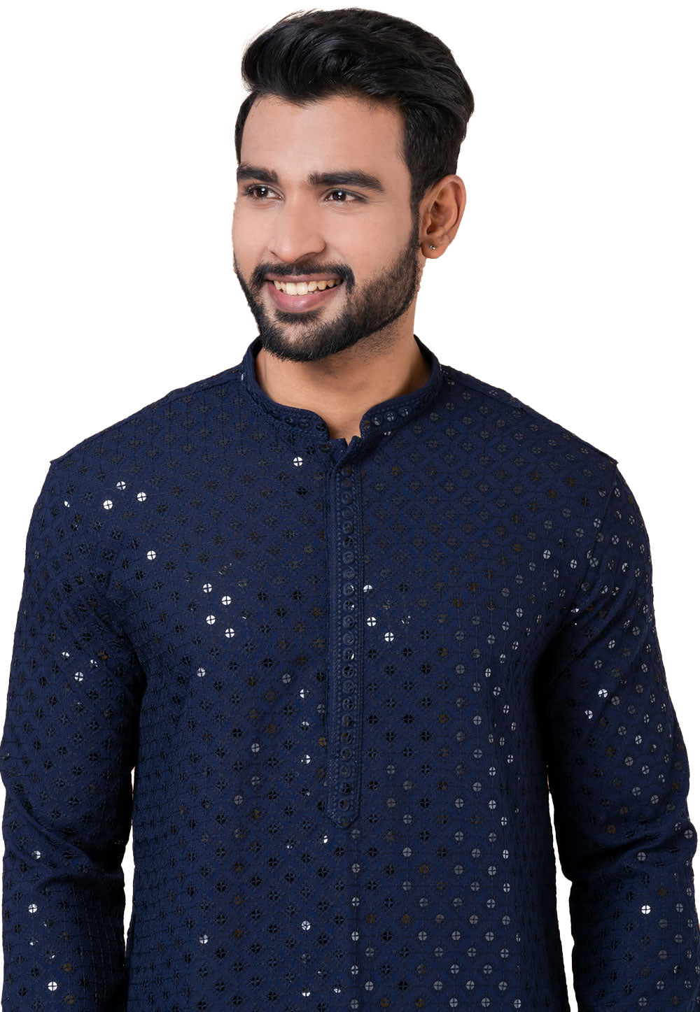 Designer Royal Navy Sequin Embroidered Kurta Set – SCKP4802
