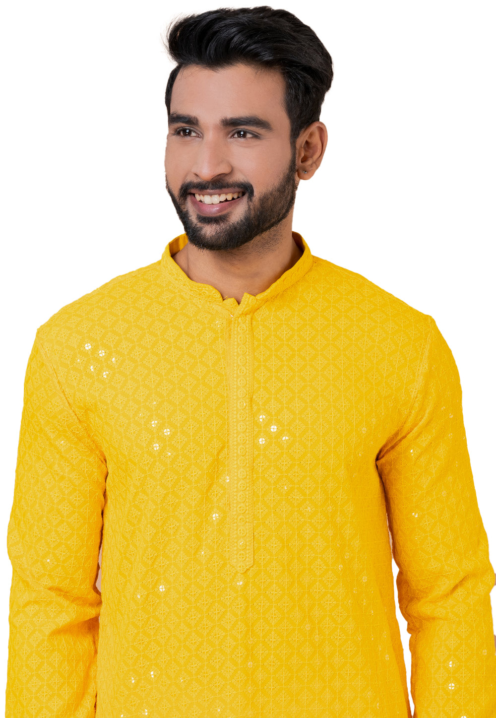 Designer Bright Yellow Sequin Embroidered Kurta Set – SCKP4803