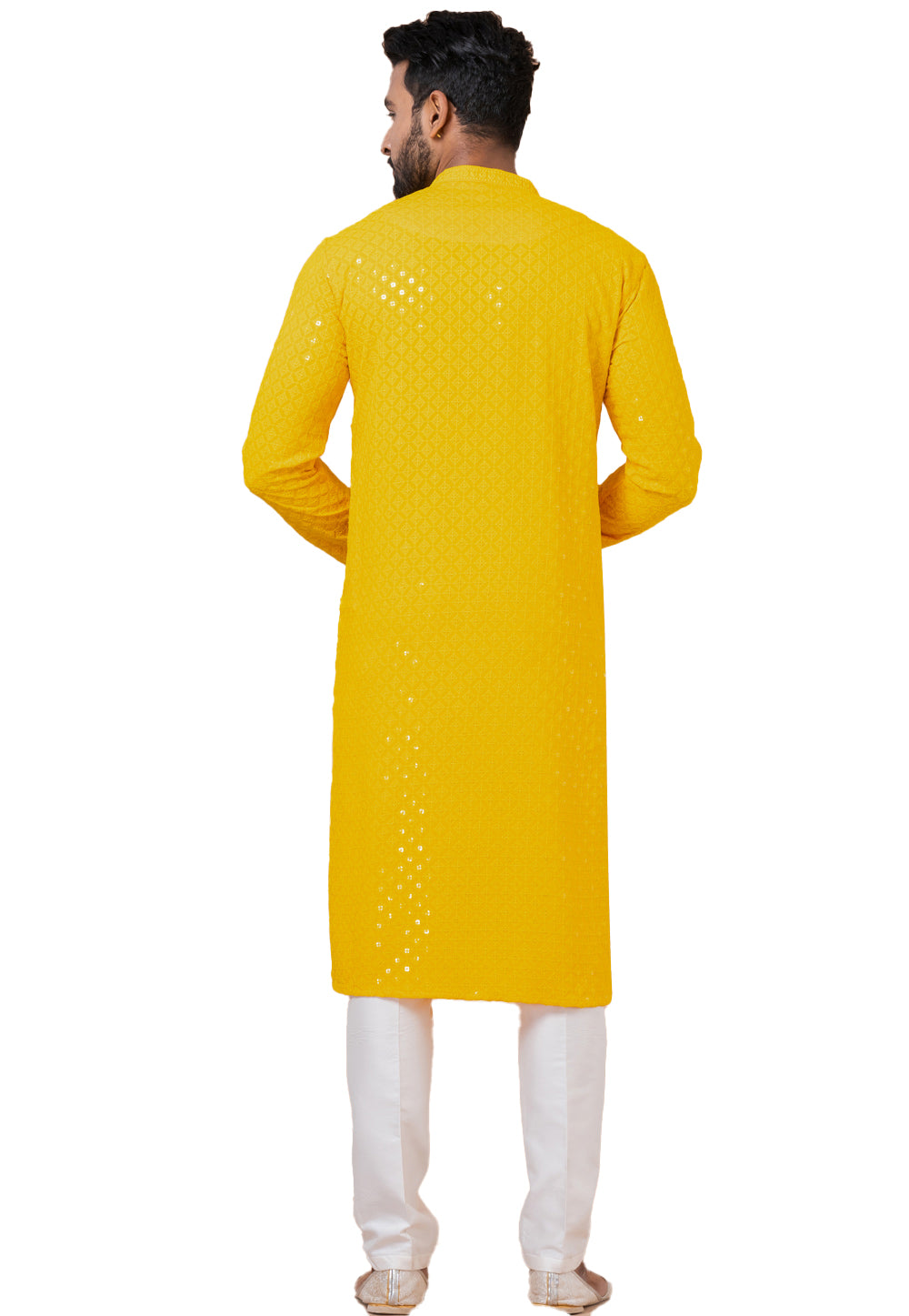 Designer Bright Yellow Sequin Embroidered Kurta Set – SCKP4803