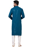 Designer Teal Blue Sequin Embroidered Kurta Set – SCKP4804